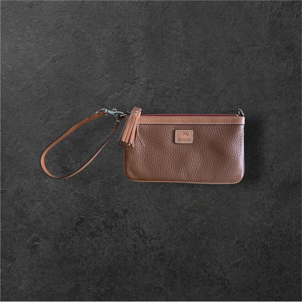 Dooney & Bourke Brown Pebble Leather Wristlet